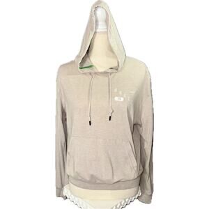 Nike University Oregon Ducks Womens Med Hoodie Shirt Heather Beige Pocket Boxy